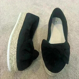 Black Espadrille Flats with Bow